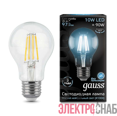 Лампа светодиодная Black Filament А60 E27 10Вт 4100К Gauss 102802210