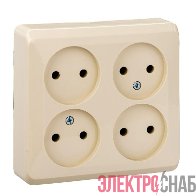 Розетка 4-м ОП Этюд 16А IP20 250В без заземл. без защ. шторок крем. SE PA16-205K