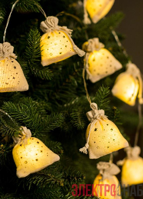 Гирлянда светодиодная &quot;Подарки&quot; 6х4х7см 10LED ткань тепл. бел. 1.8+0.3м КОСМОС KOC_GIR-B118