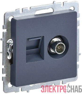 Розетка компьютерная + телевизионная 2-м BRITE РТВ/РК12-БрМ RJ45 кат.5E + TV механизм маренго IEK BR-AK20-1-K35