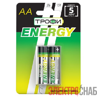 Элемент питания алкалиновый AA/LR6 LR6-2BL Eco (блист.2шт) Трофи Б0017045