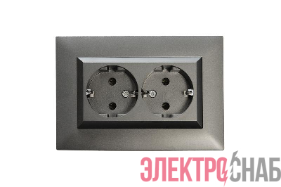 Розетка 2-я Karea RIZZ STAR с заземл. дым. металлик Makel 88050082