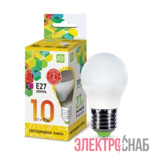 Лампа светодиодная LED-ШАР-std 10Вт 230В E27 3000К 900Лм ASD 4690612015477