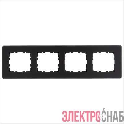 Рамка 4-м G-Glass закругленная стекло матов. черн. Jasmart G1004GB-RM
