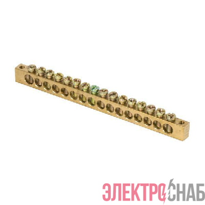 Шина PEN &quot;ноль-земля&quot; 8х12 16 отвер. латунь крепеж по краям PROxima EKF sn0-125-16-k
