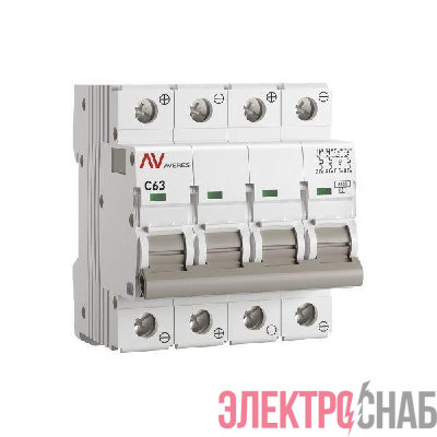 Выключатель автоматический модульный 4п C 63А 6кА AV-6 AVERES EKF mcb6-DC-4-63C-av