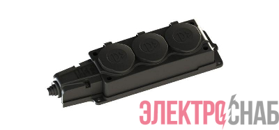 Колодка удлинителя 3-м MultiSet 16А 250В IP44 с заземл. каучук черн. SE MST4103BK