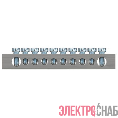 Шина PEN земля-ноль 6х9мм 10/2 никелированная с креплениями по краям NO-224-84 Эра Б0062980