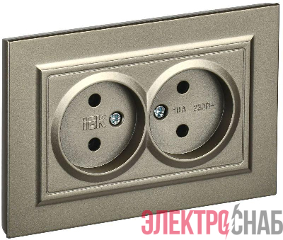 Розетка 2-м СП BRITE РС12-2-БрШ 10А в сборе без заземл. без защ. шторок шампань IEK BR-R20-10-K37-F