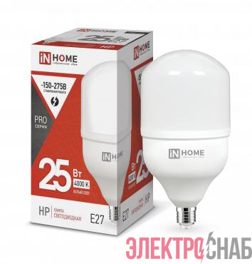 Лампа светодиодная высокомощная LED-HP-PRO 25Вт цилиндр 4000К нейтр. бел. E27 2380лм 230В IN HOME 4690612031057