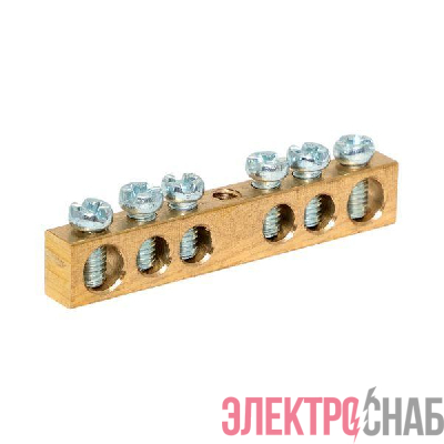 Шина PEN "ноль-земля" 6х9 6 отвер. латунь крепеж по центру розн. стикер PROxima EKF sn0-63-06-r