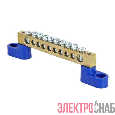 Шина нулевая N 8х12 10 отвер. латунь 2 син. угловых изолятора PROxima EKF sn0-125-10-2