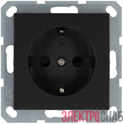 Розетка 1-м Shuko 16А IP20 с заземл. защ. шторки механизм антрацит Jasmart G5501B