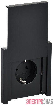 Розетка СП FORTE&PIANO 16А IP44 FP121 с заземл. защ. шторки с крышкой винт. крепл. черн. IEK FP-R16-16-44-K02