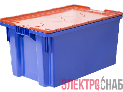 Ящик п/э 600х400х300 Safe PRO сплошной цв. синий с оранжевой крышкой 601-1 SP м 601-1 SP м