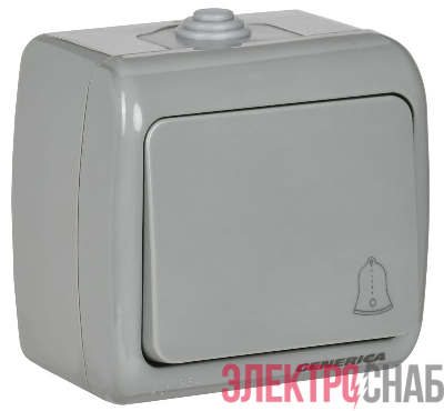 Выключатель кнопочный 1-кл. ОП AQUATIC ВС-20-1-3-А 10А IP54 GENERICA EVA14-K03-10-54