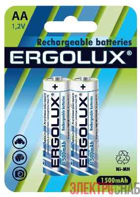 Аккумулятор AA Ni-MH 1.2В 1500мА.ч BL-2 металлик (блист.2шт) Ergolux 12975