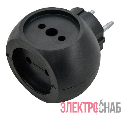 Разветвитель сетевой 10А (тройник) шар РВ-043 10А Si 1/3С-Bl черн. Volsten 13919