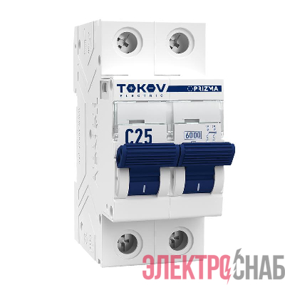 Выключатель автоматический модульный 2п C 25А 6кА PRIZMA TOKOV Electric TKE-PZ60-MCBI-2-25-C