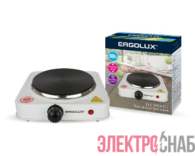 Электроплитка ELX-EP03-C01 1 конф. дисковый нагр. эл. 1000Вт 220-240В бел. Ergolux 13438