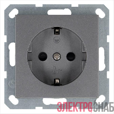 Розетка 1-м Shuko 16А IP20 с заземл. защ. шторки механизм алюм. Jasmart G5501S