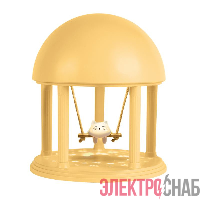 Светильник светодиодный настольный JS9-CAT-ye КОТИК ночник аккумуляторный (8 мелодий; 3 цвета подсветки) IP20 желт. JazzWay 5061293