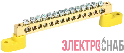 Шина PE "земля" ШНИ-8х12-14-У2-Ж на двух угловых изоляторах IEK YNN10-812-14C2-K05