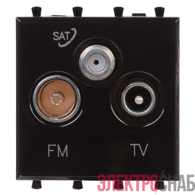 Розетка телевизионная TV/FM/SAT 2мод. 16А Avanti "Черный квадрат" DKC 4402532