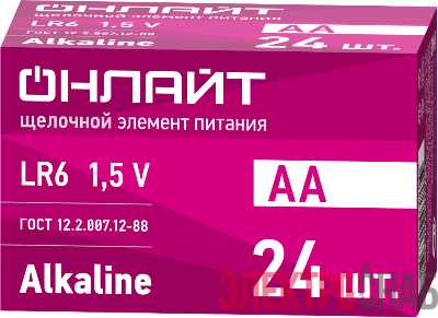 Элемент питания алкалиновый 90 635 OBT-ALK-LR6-BOX24 (бокс 24шт) ОНЛАЙТ 90635