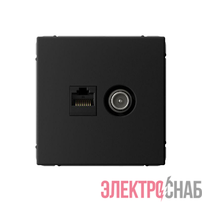 Розетка компьютерная + телевизионная 2-м СП ArtGallery RJ45 кат.5E + TV механизм карбон SE GAL001089