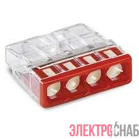 Клемма 4-х проводная 4х(0.5-2.5мм) для распред. коробки (с контактн. пастой &quot;Alu-Plus&quot;) WAGO 2273-244