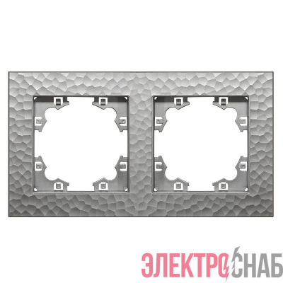 Рамка 2-м Афина фактурная универс. серебро Universal A10044-S
