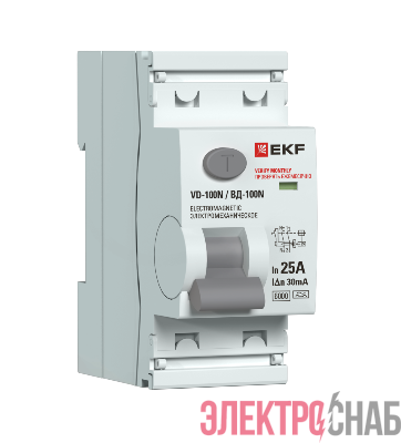 Выключатель дифференциального тока 2п 25А 30мА тип A 6кА ВД-100N электромех. PROxima EKF E1026MA2530