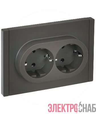 Розетка 2-м СП FORTE&PIANO FP323 16А с заземл. защ. шторки безвинт. крепл. сер. IEK FP-R24-16-1-K03