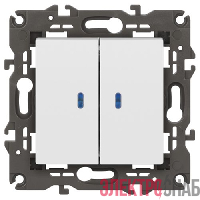 Выключатель 2-кл. Elegance 14-1105-01М 250В 10АХ с подсветкой матов. бел. Эра Б0065807