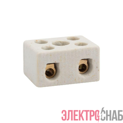 Клемма керамическая винтовая 10кв.мм 2 пары контактов с крепежным отверстием (уп.100шт) Rexant 07-6222