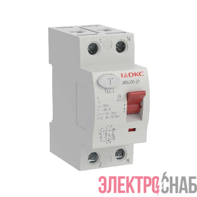 Выключатель дифференциального тока (УЗО) 2п (1P+N) 40А 30мА тип AC MDL100 YON MDL100-2P2-40-AC
