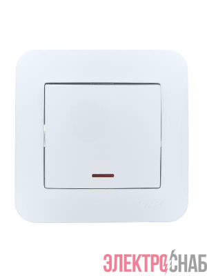 Выключатель 1-кл. 1п СП ASTI 10А IP20 с подсветкой в сборе бел. LEZARD 7081-0202-111