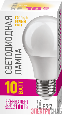 Лампа светодиодная 82 910 OLL-A55-10-230-2.7K-E27-PROMO 10Вт грушевидная 2700К E27 220-240В ОНЛАЙТ 82910