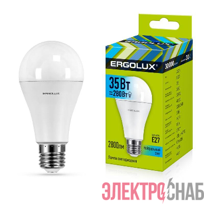 Лампа светодиодная LED-A70-35W-E27-4K ЛОН 35Вт E27 4500К 180-240В Ergolux 14231