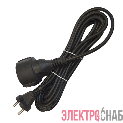 Удлинитель-шнур 1х5м без заземл. 10А IP20 ПВС 2х1 черн. DOMTOK 2340