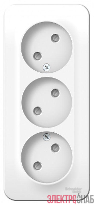 Розетка 3-м ОП Blanca 16А IP20 250В без заземл. защ. шторки с изолир. пластиной бел. SE BLNRA001311