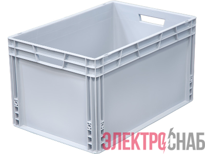 Ящик п/э 600х400х320 сплошной, усиленное дно, цв. серый SPK 6034 SPK 6034