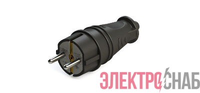 Вилка прямая MultiSet 16А 250В IP44 с заземл. каучук черн. SE MST4001BK