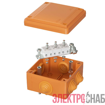 Коробка ответвительная FS 100х100х50мм 5р 450В 10А 6кв.мм с каб. вводами и клеммн. IP55 пластик. DKC FSB11506