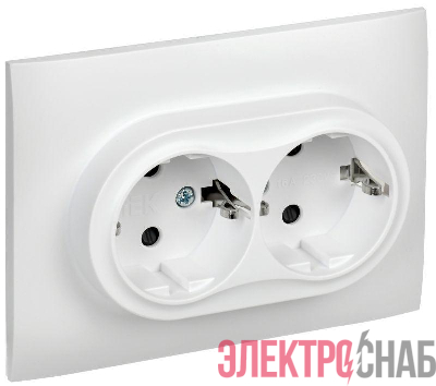 Розетка 2-м SKANDY 16А с заземл. защ. штроки в сборе SK-R07W арктич. бел. IEK SK-R24-16-K01-F