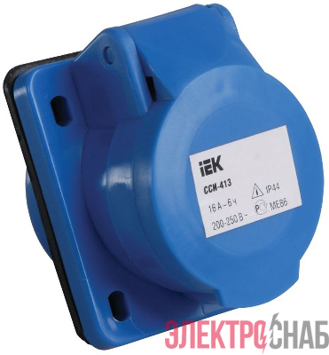 Розетка встраиваемая 16А 2P+E 220В IP44 ССИ-413 IEK PSR41-016-3