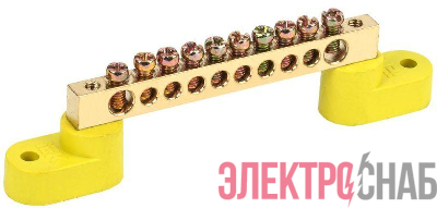 Шина PE &quot;земля&quot; ШНИ-6х9-10-У2-Ж на 2х угл. изол. IEK YNN10-69-10C2-K05