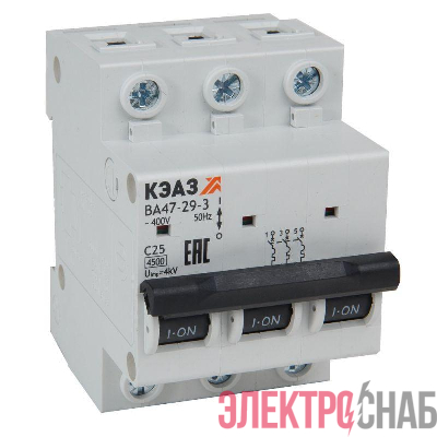 Выключатель автоматический модульный 3п C 2А 4.5кА ВА47-29 УХЛ3 КЭАЗ 318290