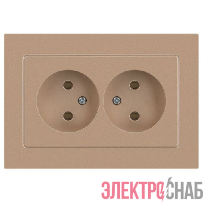 Розетка 2-м СП Accent 6-204-04 16А IP20 250В 2P AL/CU шампань Intro Б0063462